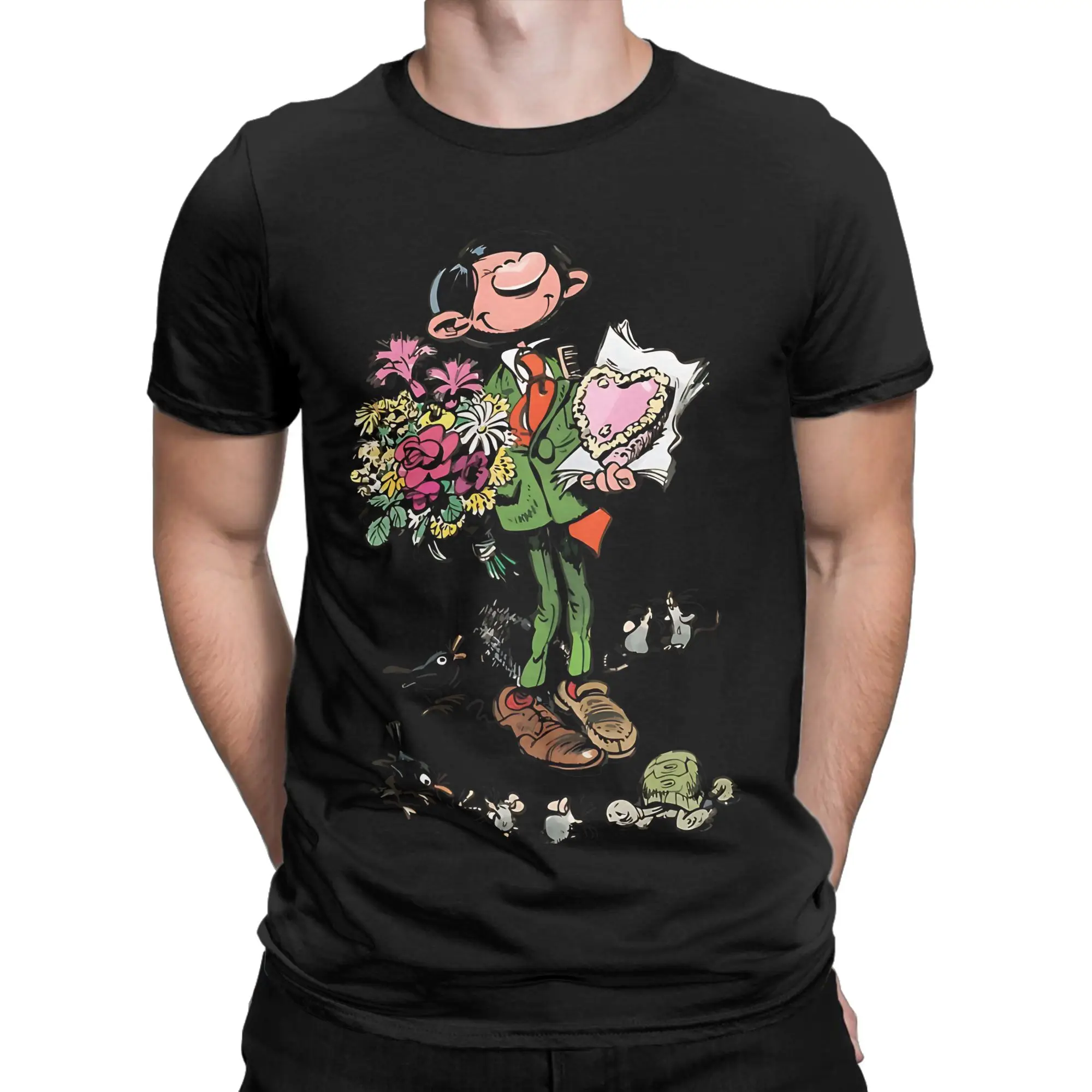 Kid Movies Vintage Birthday Cartoon Funny Essential Funny 100% Cotton T-Shirt Gaston Lagaffe Tees Tops For Men