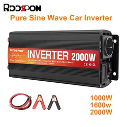 RDDSPON Pure Sine Wave Car Inverter 1000W 1600W 2000W Power Solar Inv DC 12V 24V 48V 60V To AC 220V 50Hz 60Hz Voltage Converters