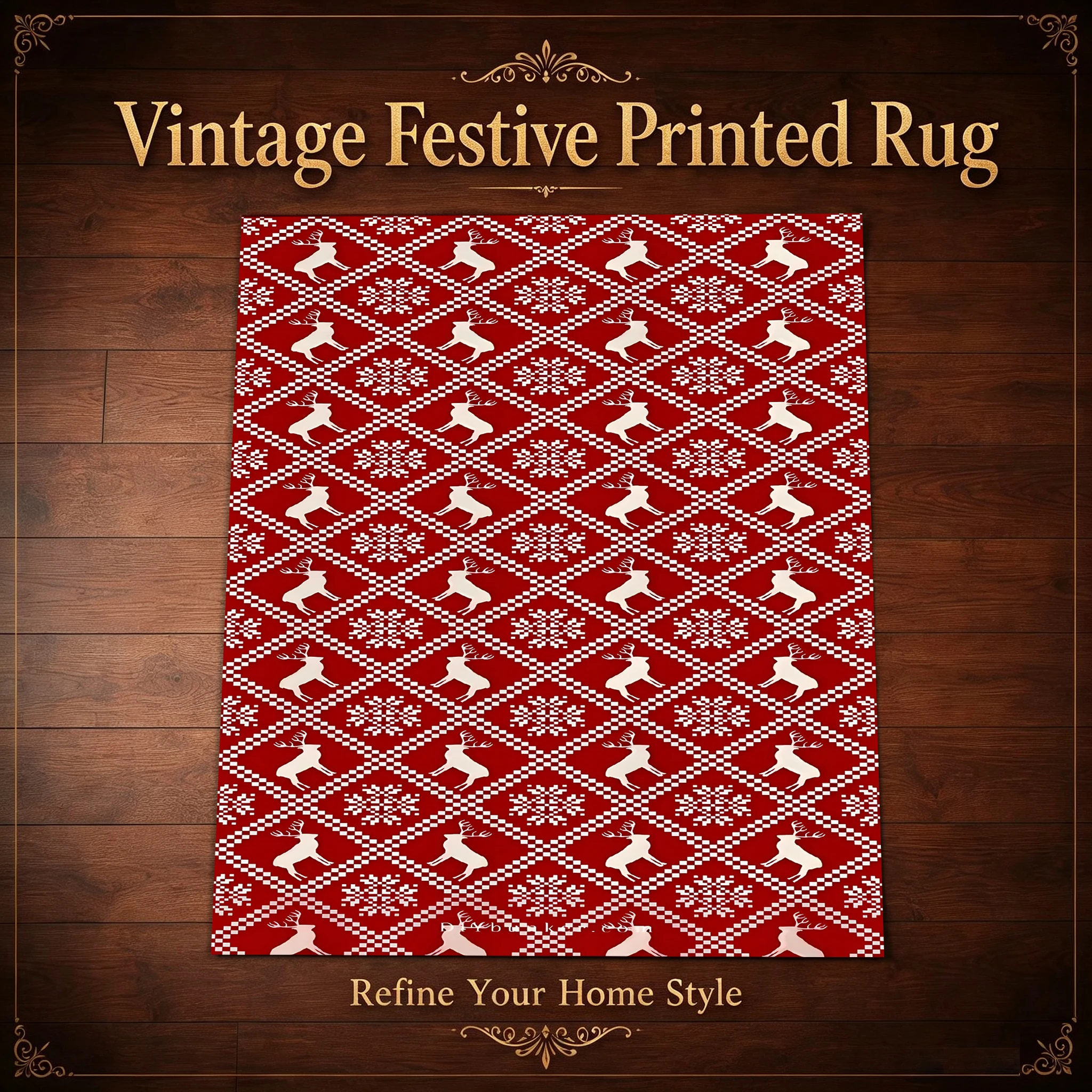 Christmas Tree Gift Print Velvet Area Rug, for Living Room Bedroom Entryway, Autumn Winter Festive