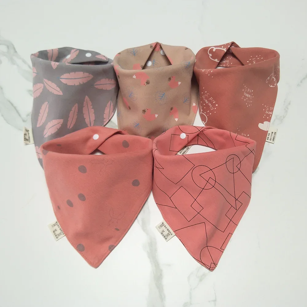 

5Pcs/Lot Baby Bandana Bibs Cotton Triangle Double Layer Infant Feeding Burp Cloths Saliva Towel Apron Newborn Accessories