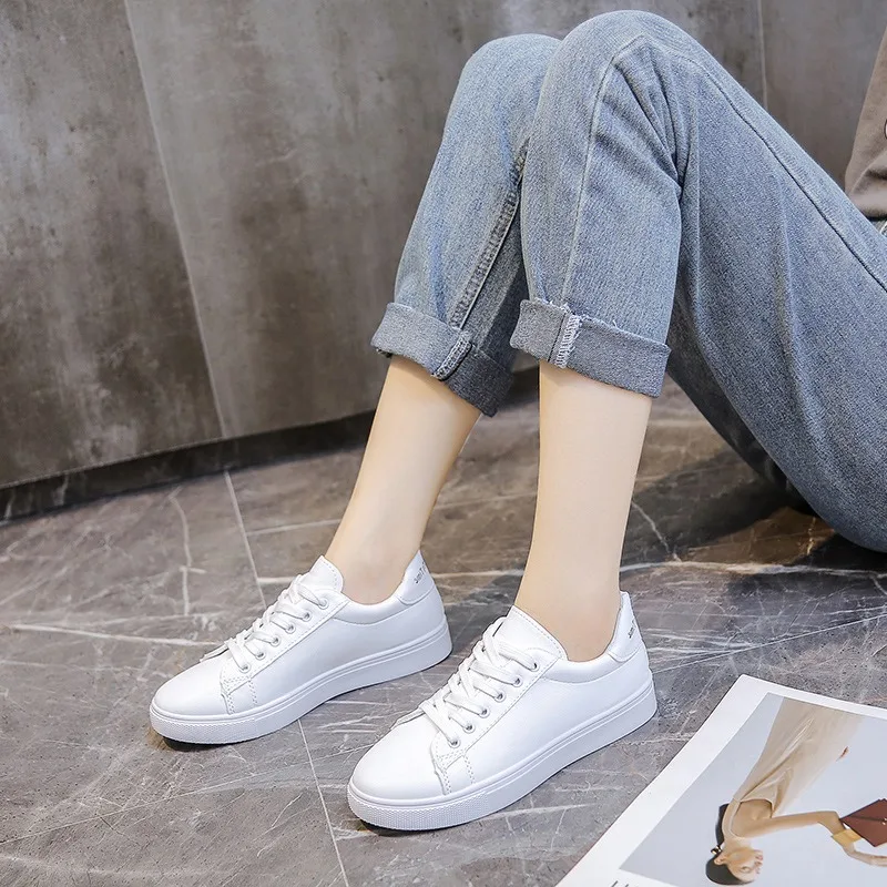 Fashion Women\'s Vulcanize Shoes 2024 New in Casual Classic Solid Color PU Leather Shoes Woman Casual White Shoes Sneakers