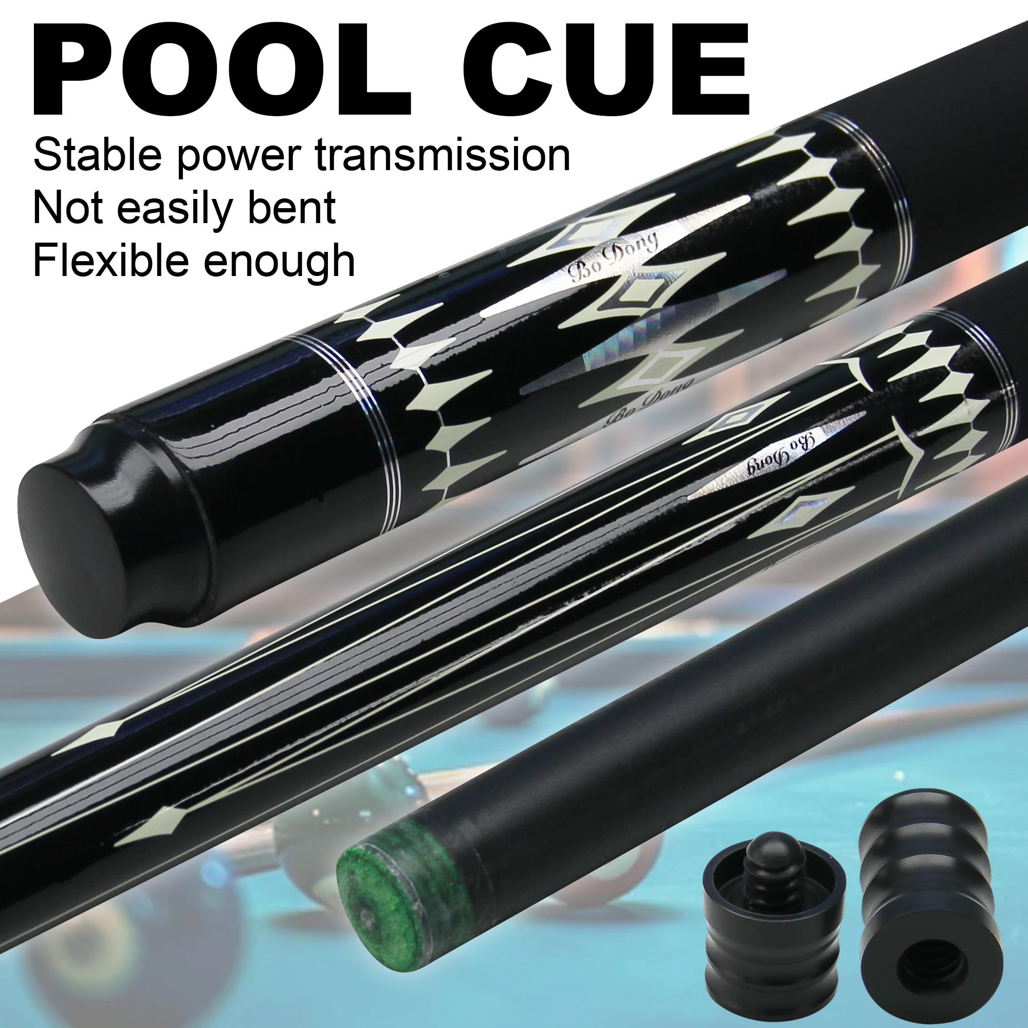 

Carbon Fiber Pool Cue with High-Tech Power Transfer Unbreakable & Stable 1/2 Split Shaft 12.5mm Multi-Layer Tip