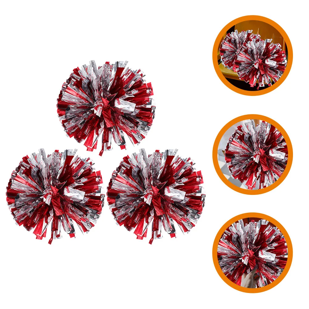 

3Pcs Cheerleading Pom Poms Bright Color Reusable Lightweight Handheld for Sports Events Performance Party Decorations