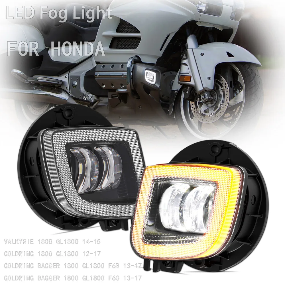 LED Fog Light For Honda Goldwing Valkyrie Bagger 1800 GL1800 F6B 12-17 Auxiliary Passing Lamp DRL Front Centre Lower Cowl Insert