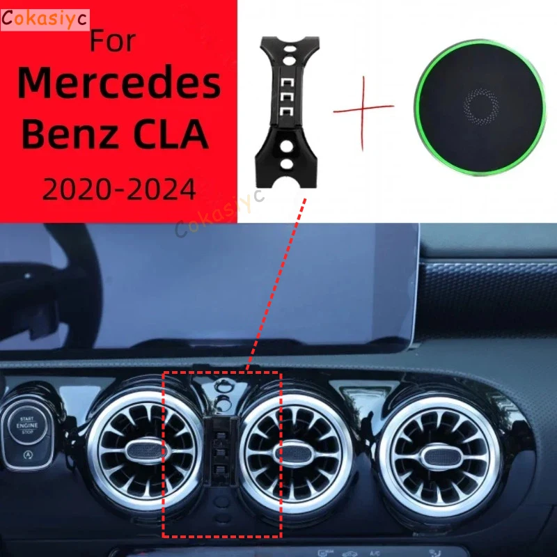 Suporte magnético para celular de carro para Mercedes Benz CLA 250 2020-2024 com carregamento sem fio, base de fixação especial.