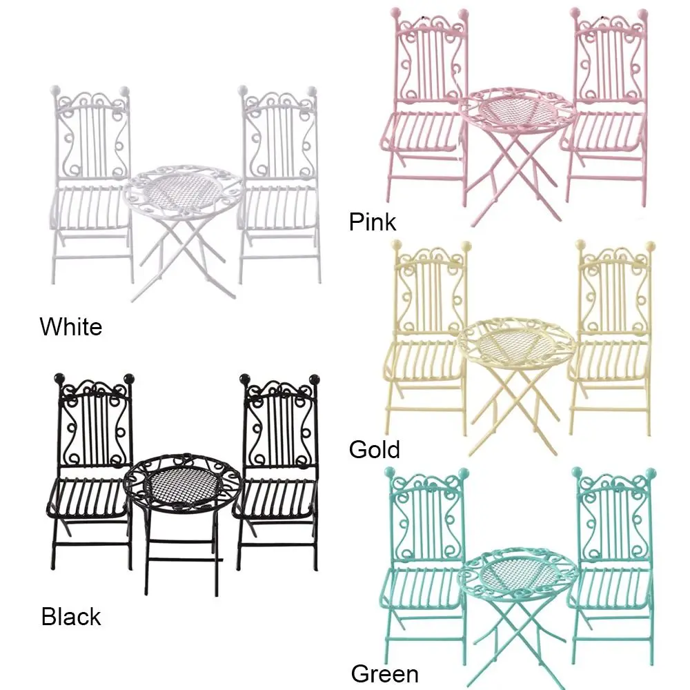 1 セット 1/12 ヨーロッパスタイルドールハウスシーンモデルドールハウステーブル椅子ミニチュア家具妖精の庭の座席