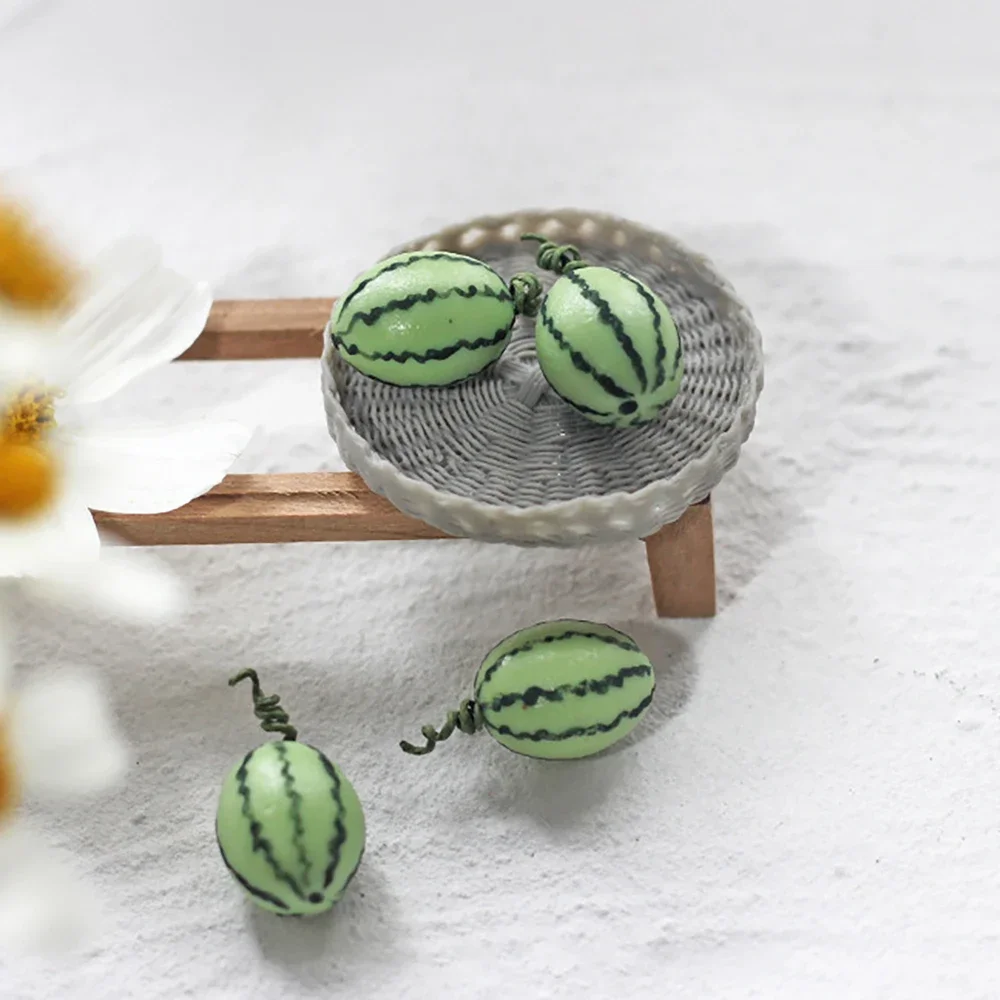 3Pcs 1/12 인형 집 액세서리 소형 수지 수박 미니 과일 모델 인형 집 장식 OB11