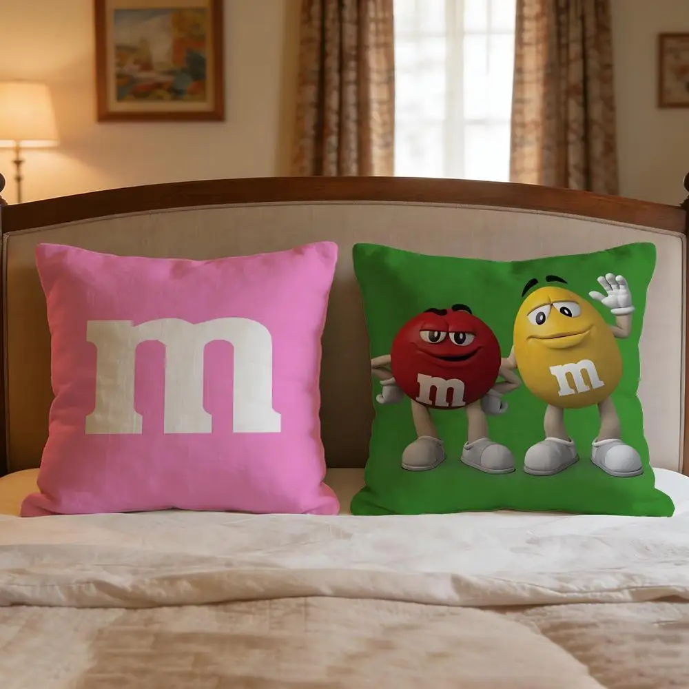Brand M&M's Cushion Cover 4Pcs Decorative Covers Soft Cushion Case for Sofa Couch Decor 40x40 45x45 Pillowcases