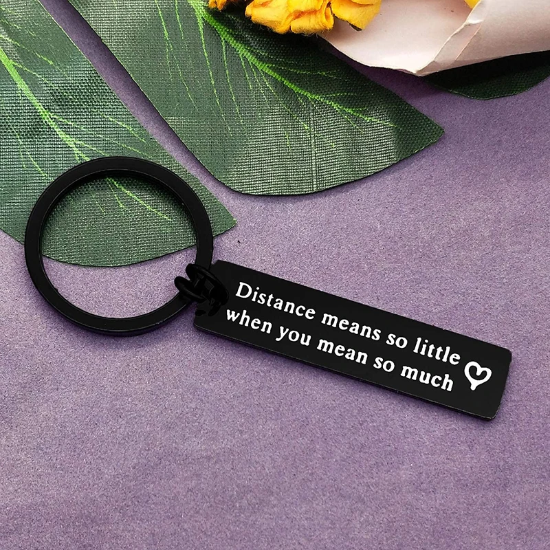 Couple Keychain for Boyfriend Girlfriend Long Distance Relationship Keyring Going Away Gift for Husband Wife Couples Gifts