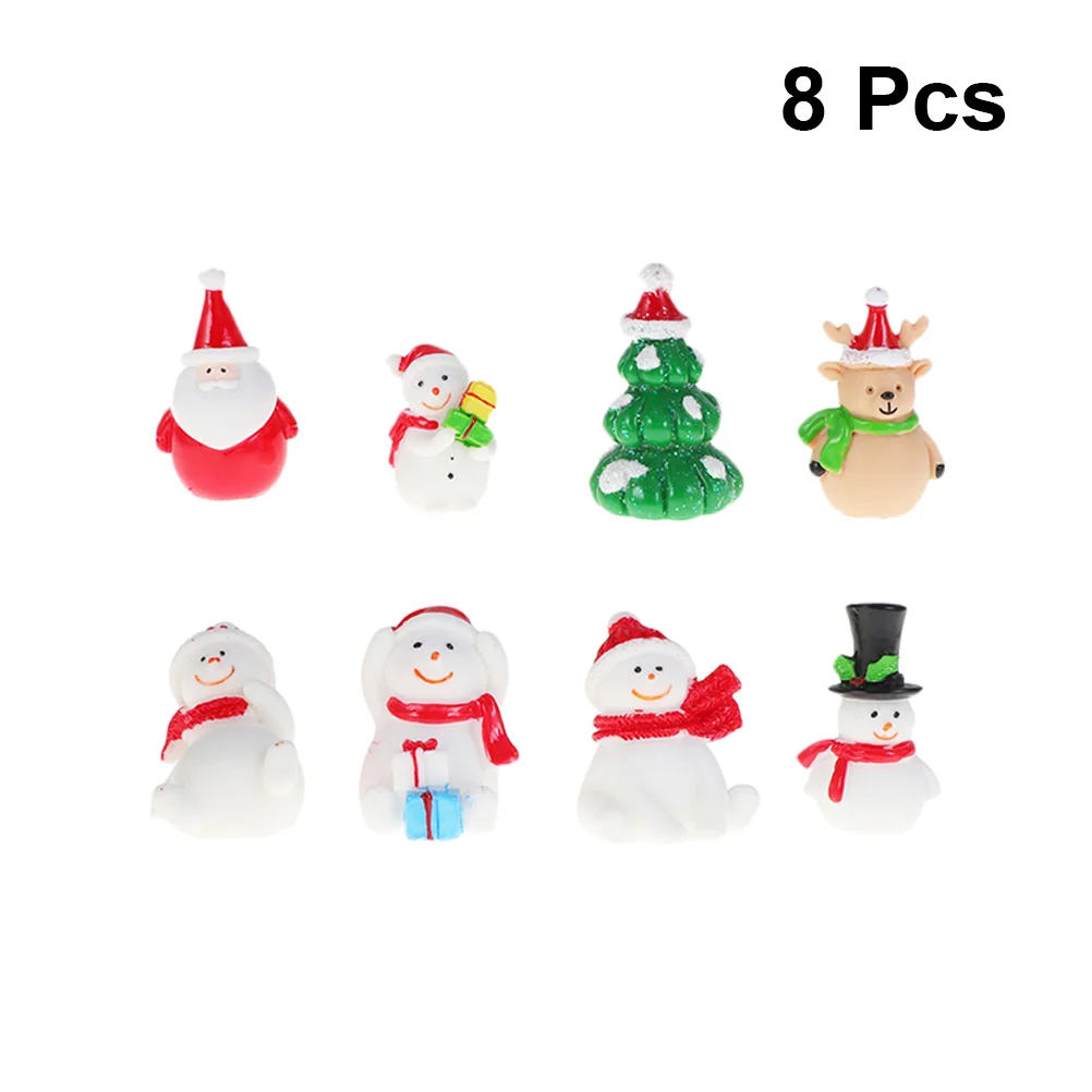 

8 Pcs Santa Decorations Christmas Miniature Statue Tree Ornaments Microlandscape Resin