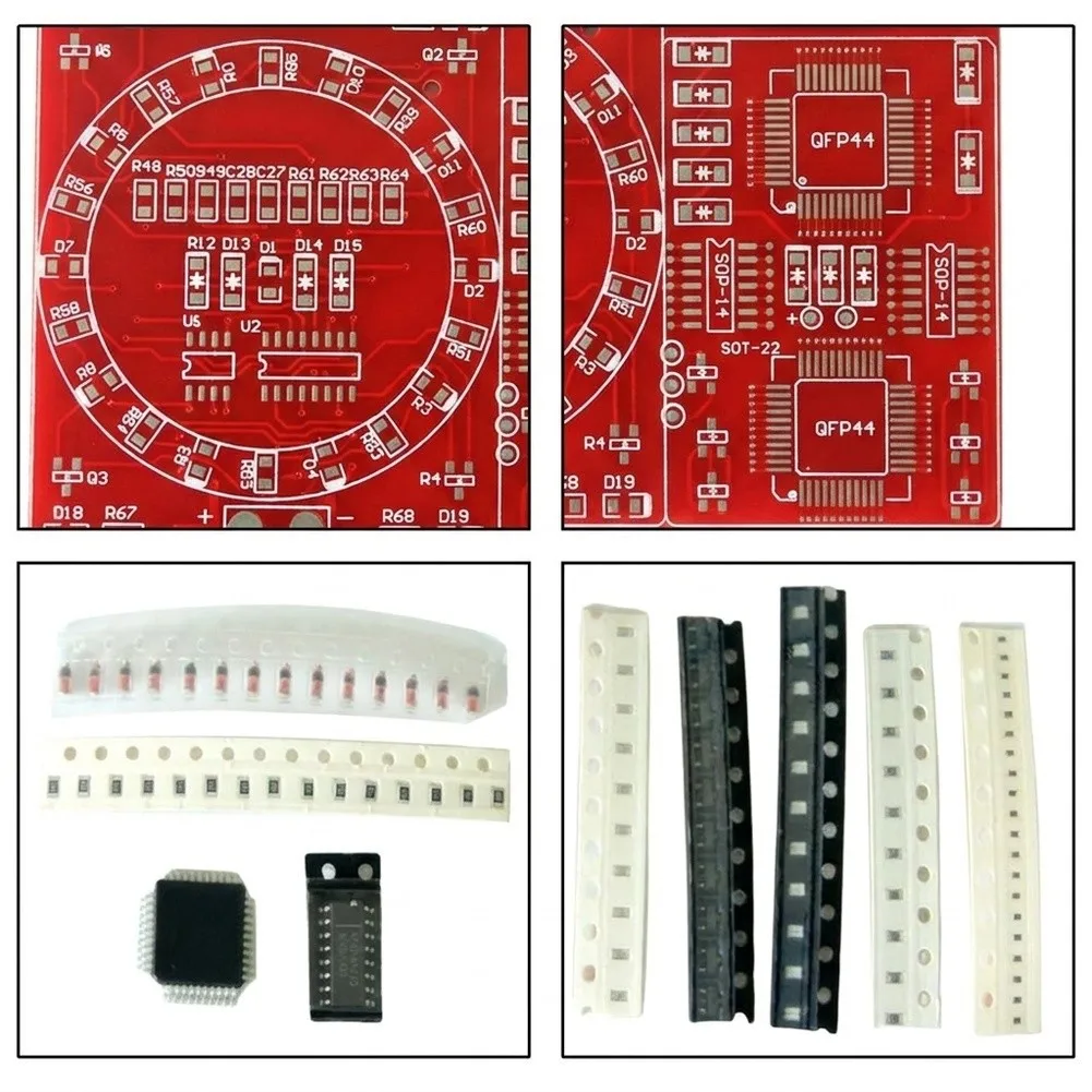 SMD-Soldering Practice Kit Red PCB Board With Lucky-Wheel LED Circuit For Electronic Training DIY Assembly Learning Tools Parts