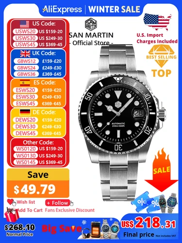 San Martin versión mejorada 40mm Water Ghost Diver reloj hombres relojes mecánicos automáticos de lujo zafiro impermeable 200m SN0017