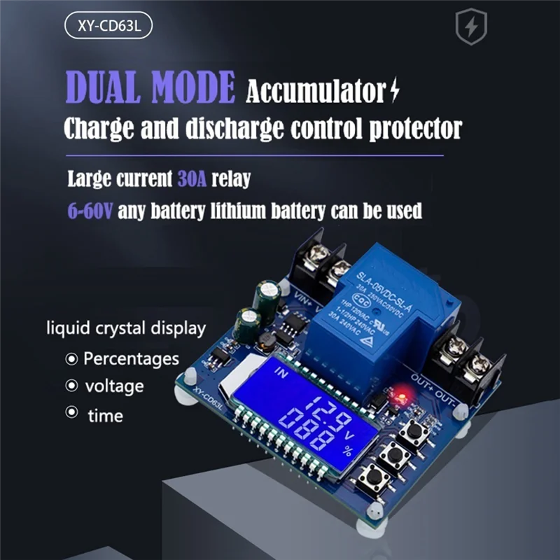 A95I-XY-CD63L 30A Battery Charge Discharge Controller Low Voltage Cut Off Switch Undervoltage Overvoltage Protection Display