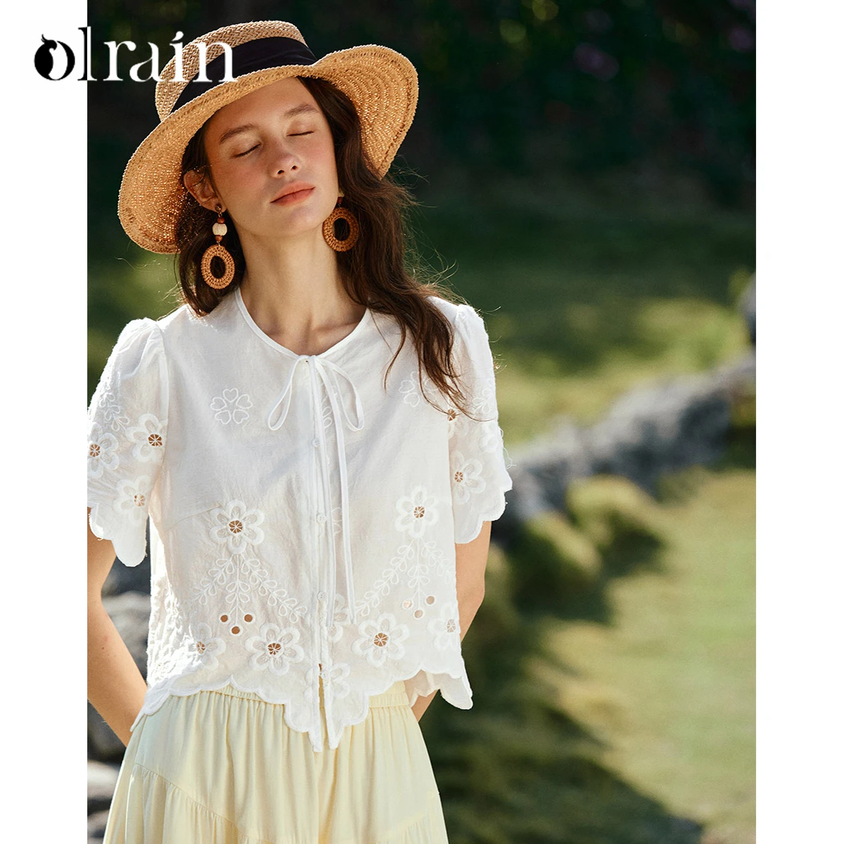 OLrain Women French Style Crop – обзор и цена Crop Blouse Linen