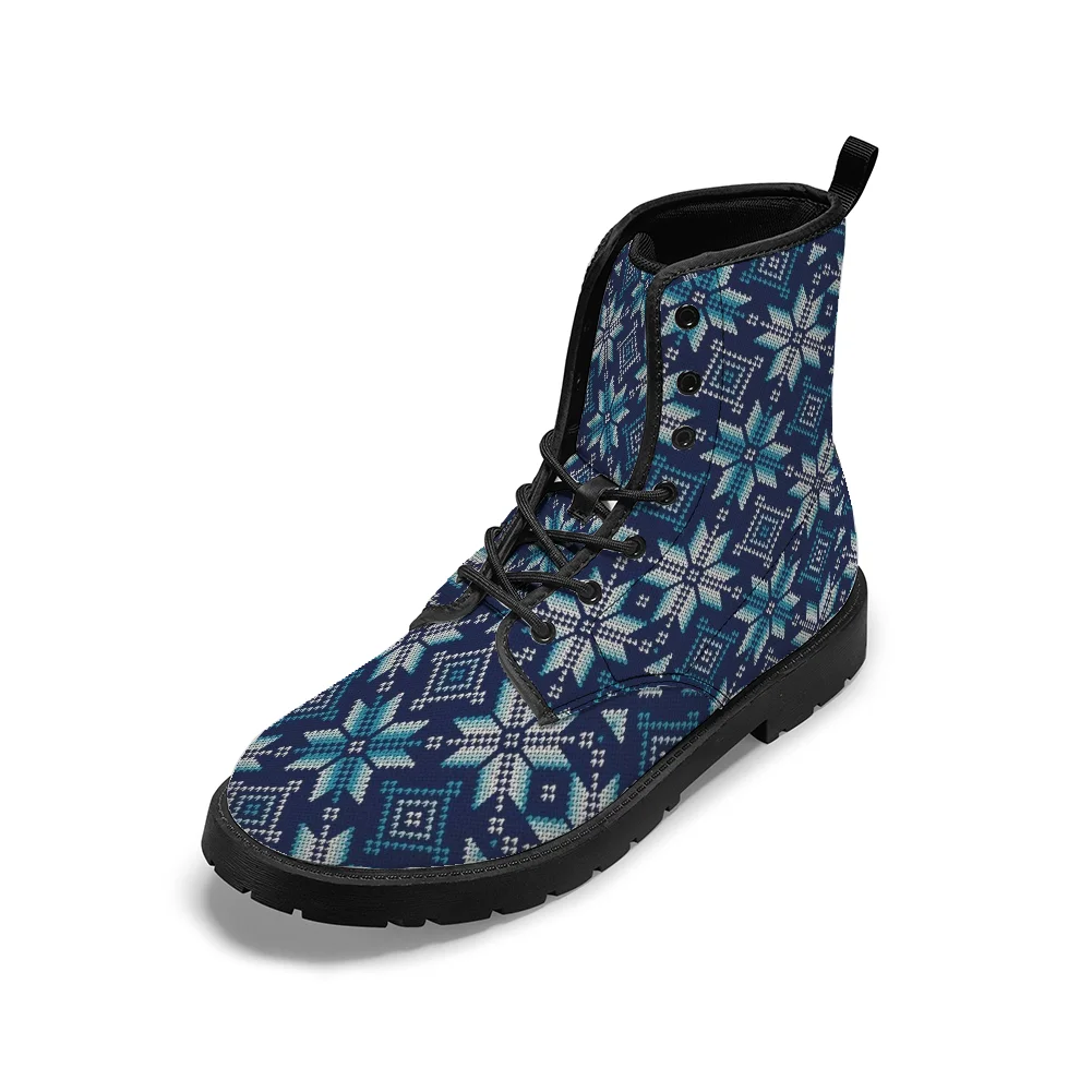 

Dark blue pattern print boots winter boots for men and women