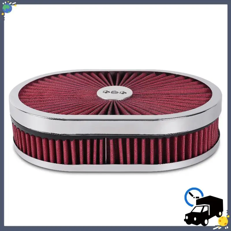 

Lasting Car Oval Air Cleaner Filter 12X2inch Air Filter Flow Purifier For 5-1/8Inch Interface Neck
