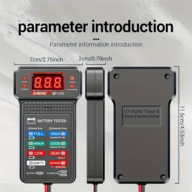 Smart Car Battery Tester, Suitable for Home Self-Checking/Repair Shops, One-Click Diagnosis of Life Span and Capacity, Quick Fault Identification, Intuitive Data Display, Compatible with Multiple Car Models, a Tester That Can Be Used in 10 Different Scenarios
