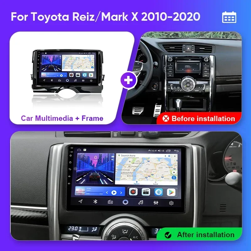 MAMSM Car Radio For TOYOTA REIZ Mark X 2009-2019 Android 13 Multimedia Video Player 4G Carplay Auto Stereo Head Unit intelligent