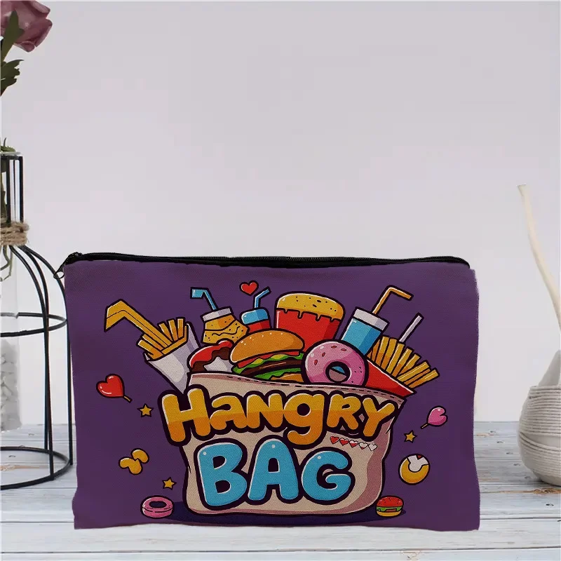 Snack Storage Pouch - Quirky Food-Themed Makeup Bag With Vibrant Fast Food Graphics, Durable Fabric Travel Cosmetic Organizer