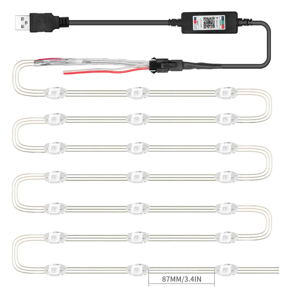 Imagem -04 - Led Luzes da Corda Fio de Cobre Luz Led Cor Completa Endereçável Individualmente à Prova Impermeável Água Decoração Luzes Natal Dc5v Sk6812