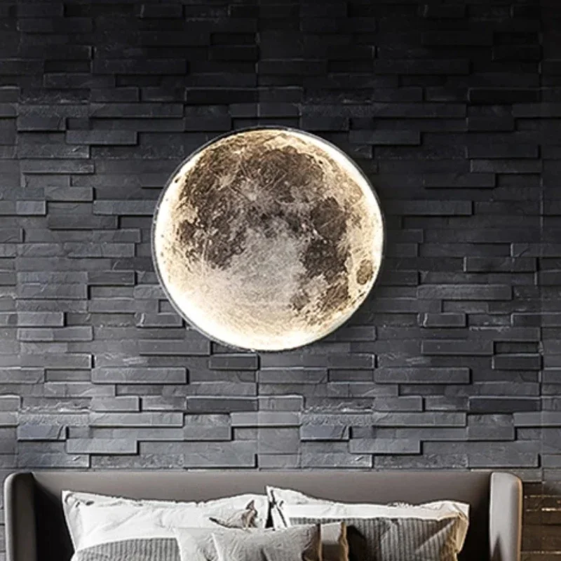 Lámpara de pared moderna, iluminación interior de Luna para dormitorio, sala de estar, accesorio de decoración del hogar, luces LED, lámparas de brillo decorativas