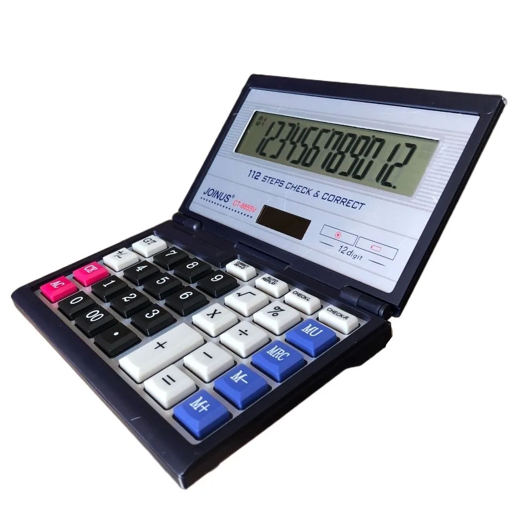 Foldable Folding Flip Calculator Portable 12 Digits Solar Calculator Large Screen Multifunctional Financial Office Calculator