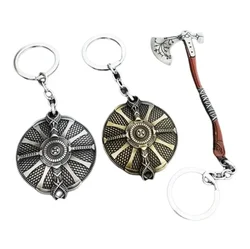 Game God Of War 4 Kratos Leviathan Axe Keychains Exquisite Crystal Carved pattern Axe Pendant key holder Souvenir Keychain Toys