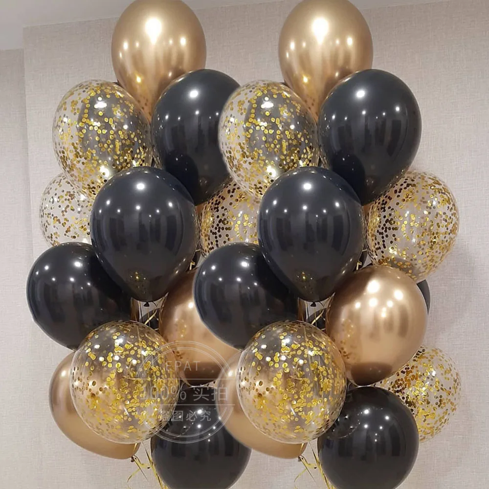 24pcs Black Chrome Gold Silver Latex Balloons Wedding Decoration Sequin Globos Baby Shower Birthday Party Decor Air Helium Balls