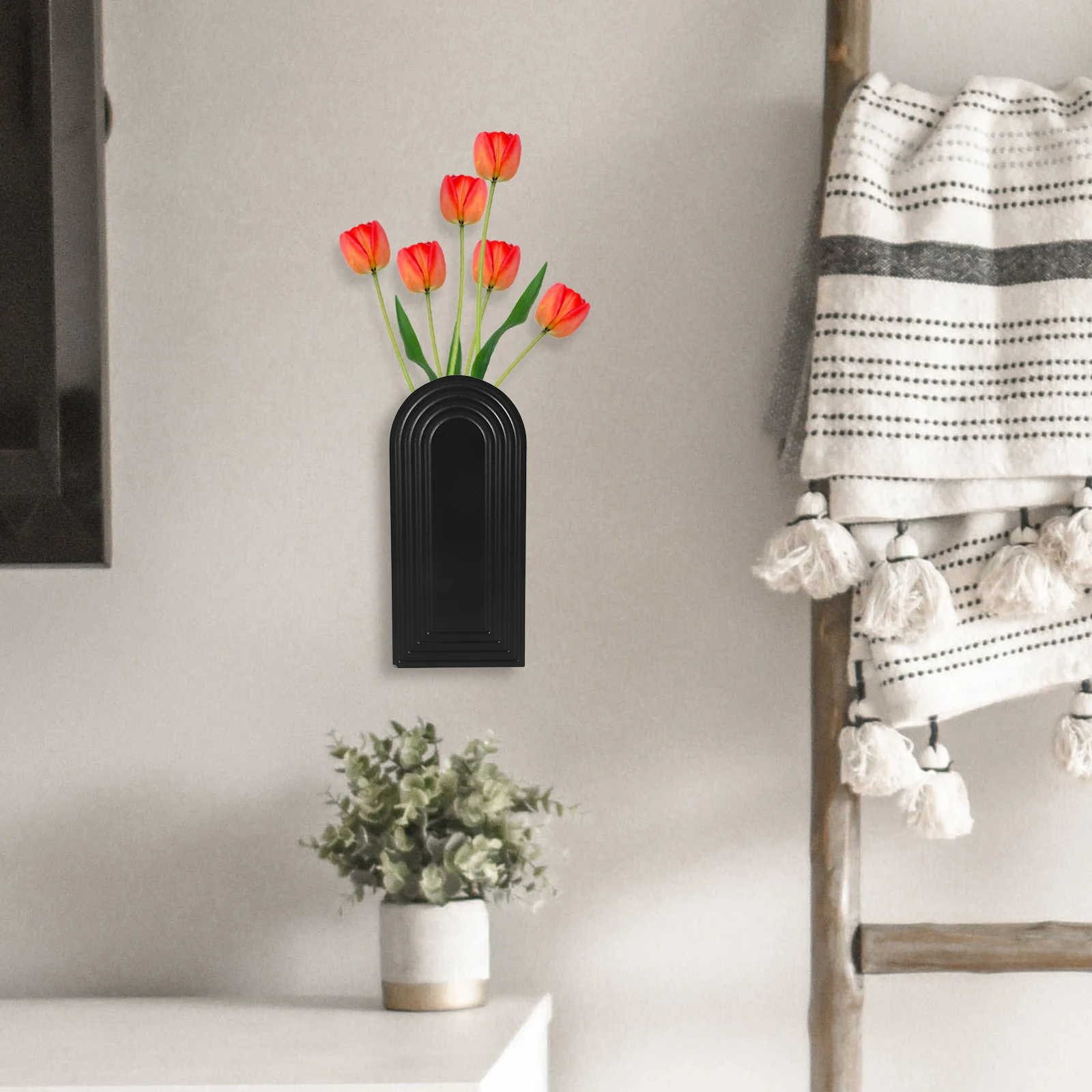 

2 Pcs Wall Decorative Vase Mount Wood Decoration Mounted Planter Hanging Flower