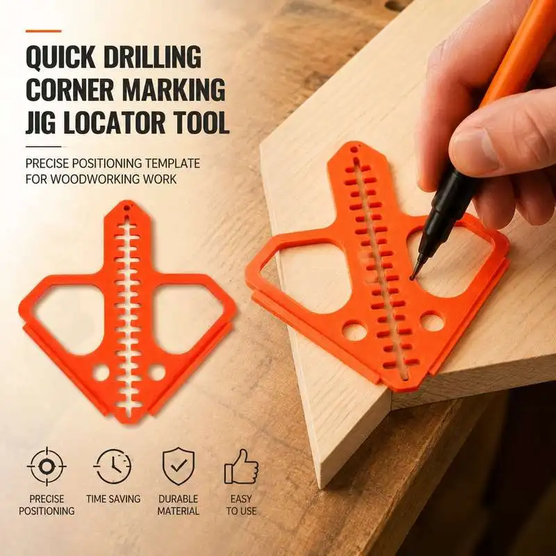 Quick Drilling Corner Marking Jig Locator Tool Precise Positioning Template For Woodworking Work