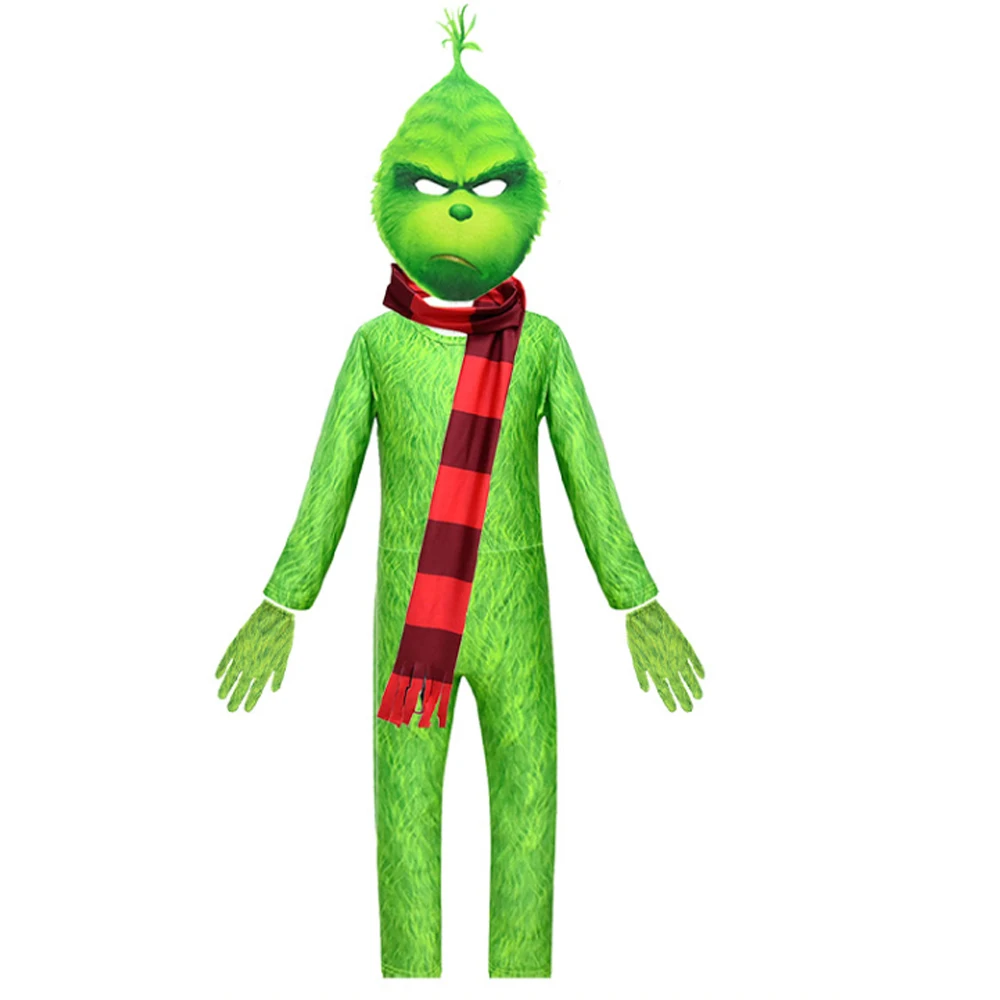Grünhaariges Monster Kinder Cosplay Kostüme Overall Eng anliegendes Bühnenkostüm Karneval Party Geschenke