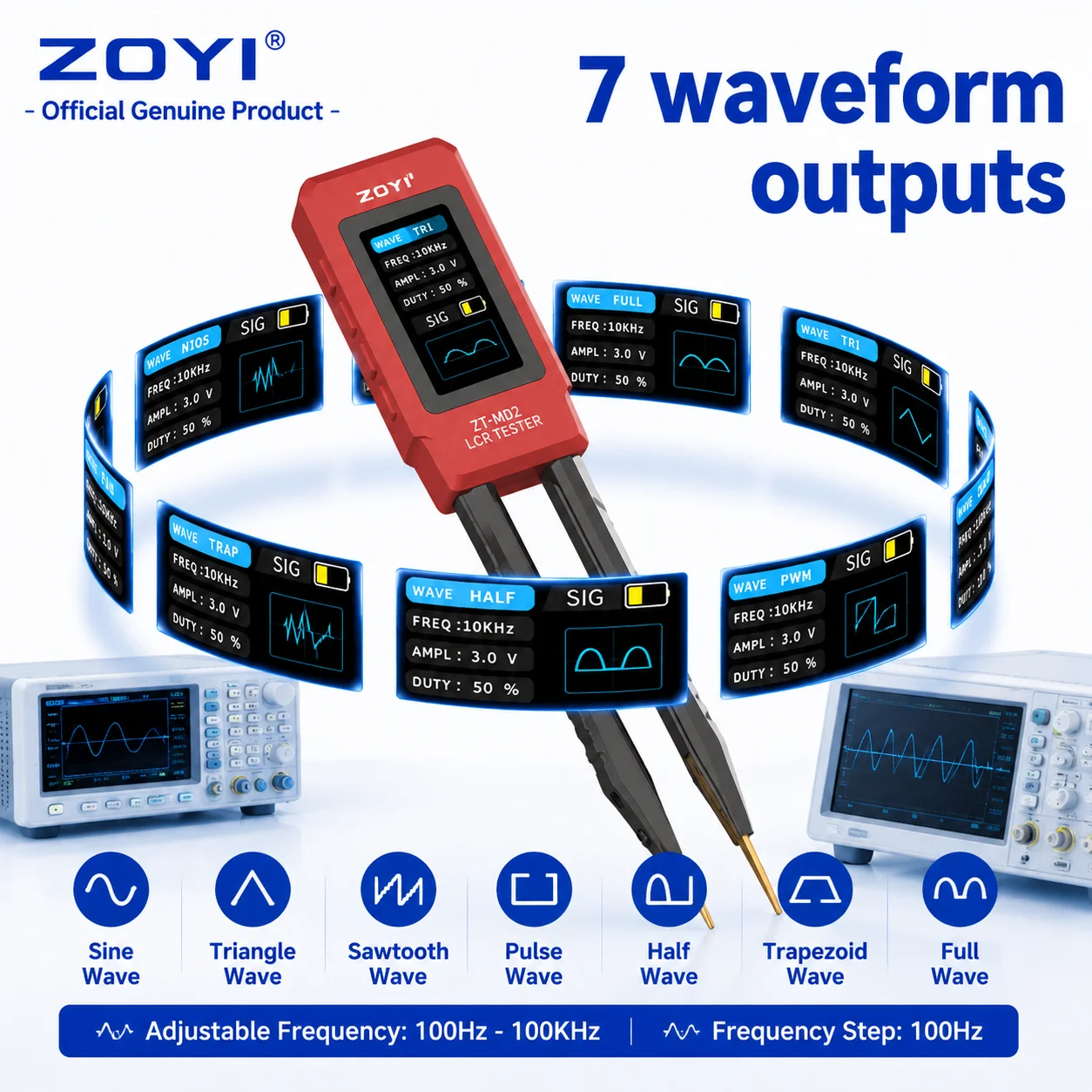 ZOYI MD2 Smart 2-in-1 Tweezers LCR/ESR Tester 4-Wire Kelvin Clip 100kHz High Precision for SMD R C L ESR Measurement view 3