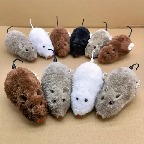 Ratón de peluche divertido e interactivo para gatos, perros y niños, juguete de Animal en movimiento mecánico para jugar y bromas, 1/5 Uds.