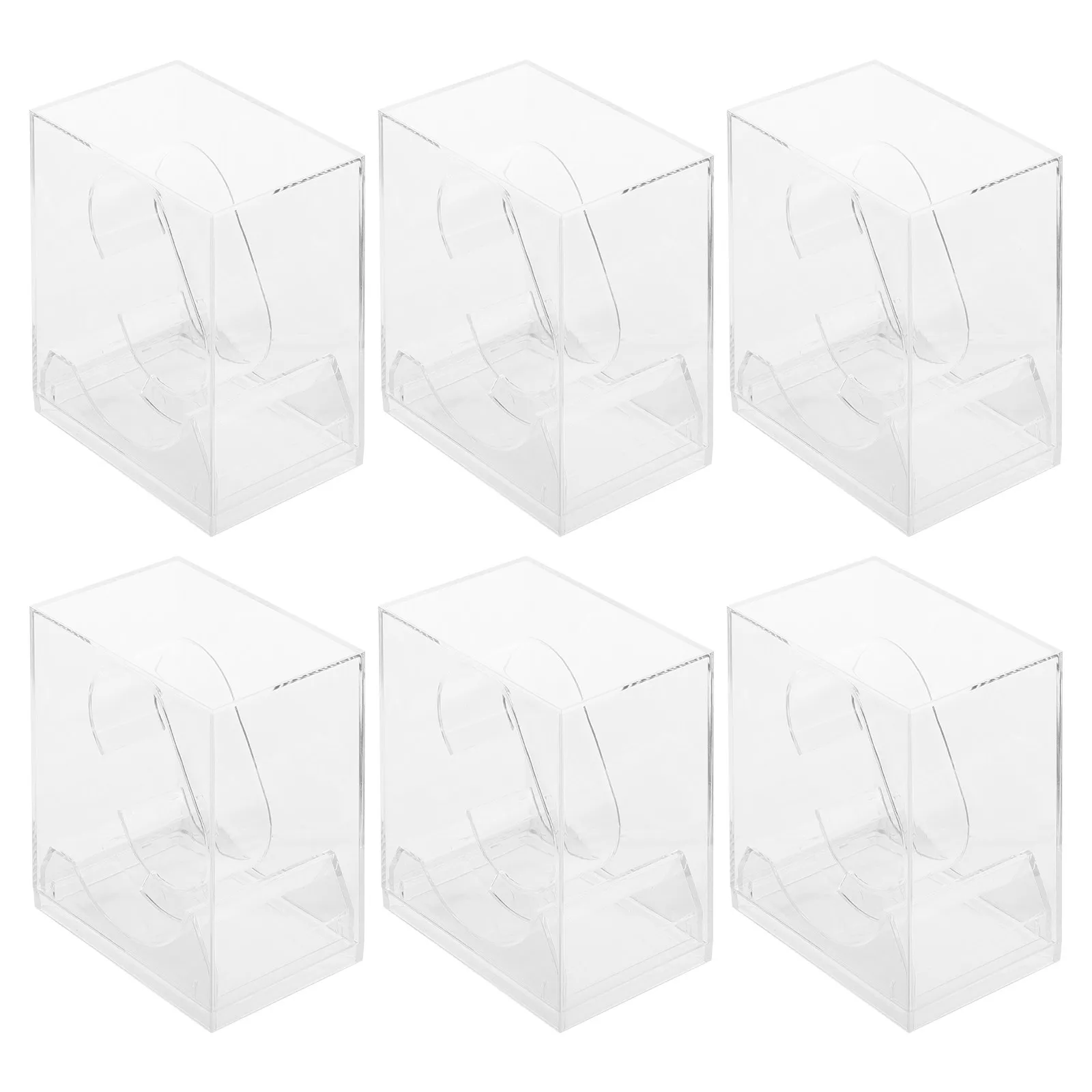 6 Pcs Transparent Showcase Watch Clear Holder Organizer PS Display Storage Boxes