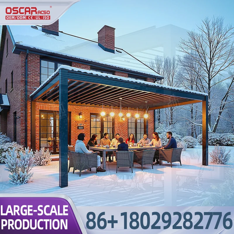 Motorized Retractable Pergola Roof with Automatic UV Block Canopy and Wind Sensor for Deck Outdoor Patio pergola