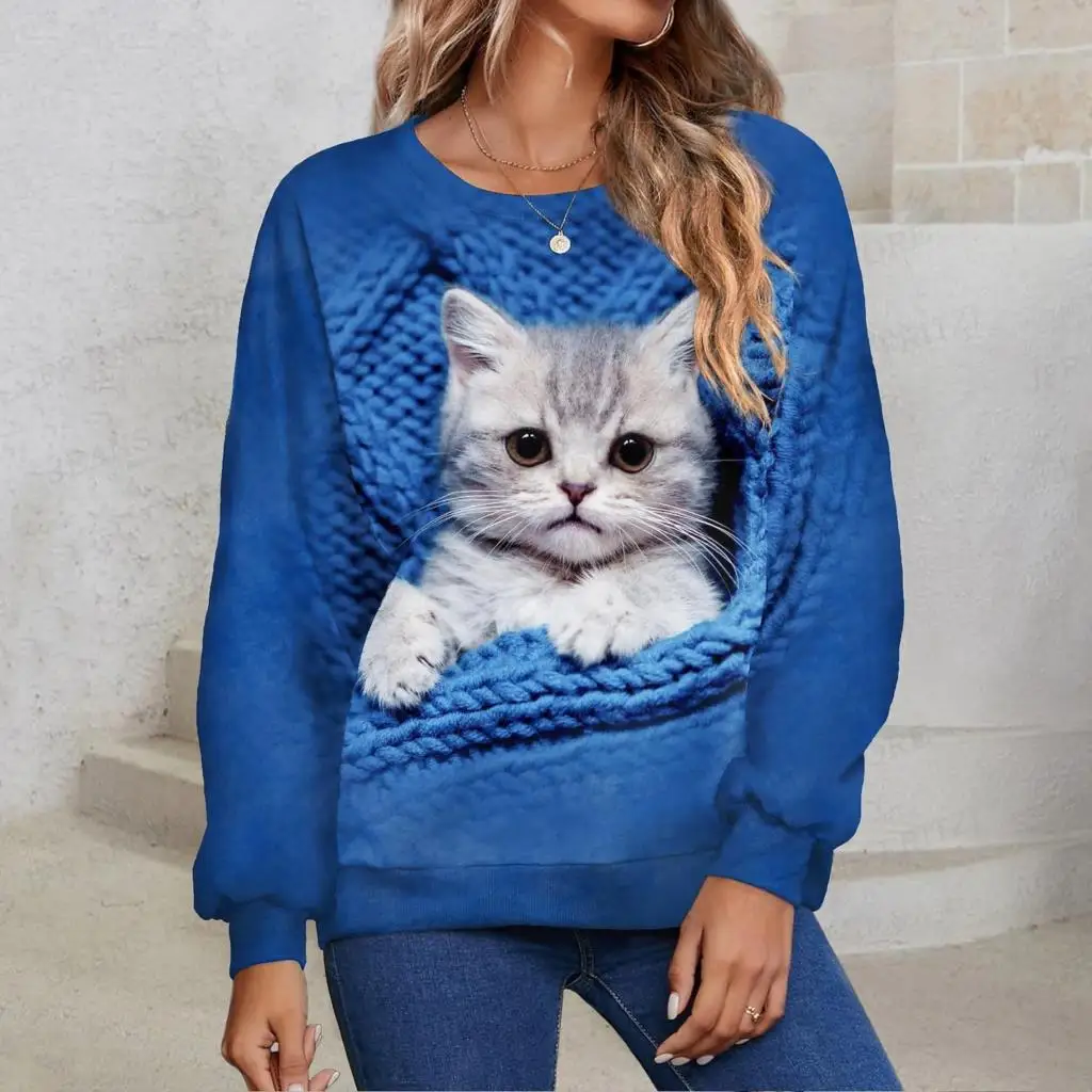 

Lovely Cat Hoodie Women Fashon Hoodies Animal Sweats Women Hoodies Sweatshirts Crewneck Y2k Clothing Autumn Moletom Cat Clothes