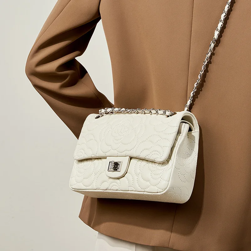Top Grain Highland Lambskin Shoulder Bag Genuine Leather Quilted Crossbody Purse Luxury Designer Chain Strap High Quality Tote view 3