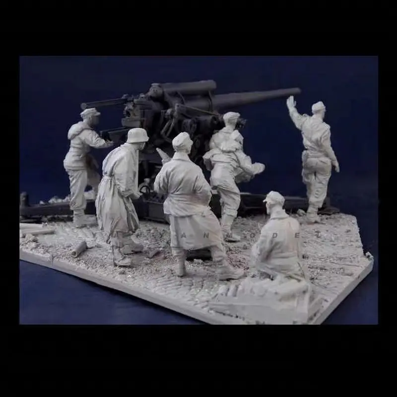 

1/35 Resin Micro Miniature Figure 7pcs German Artillerymen(Without Base And Gun)3d Printed White Model Unassembled Unpainted Kit