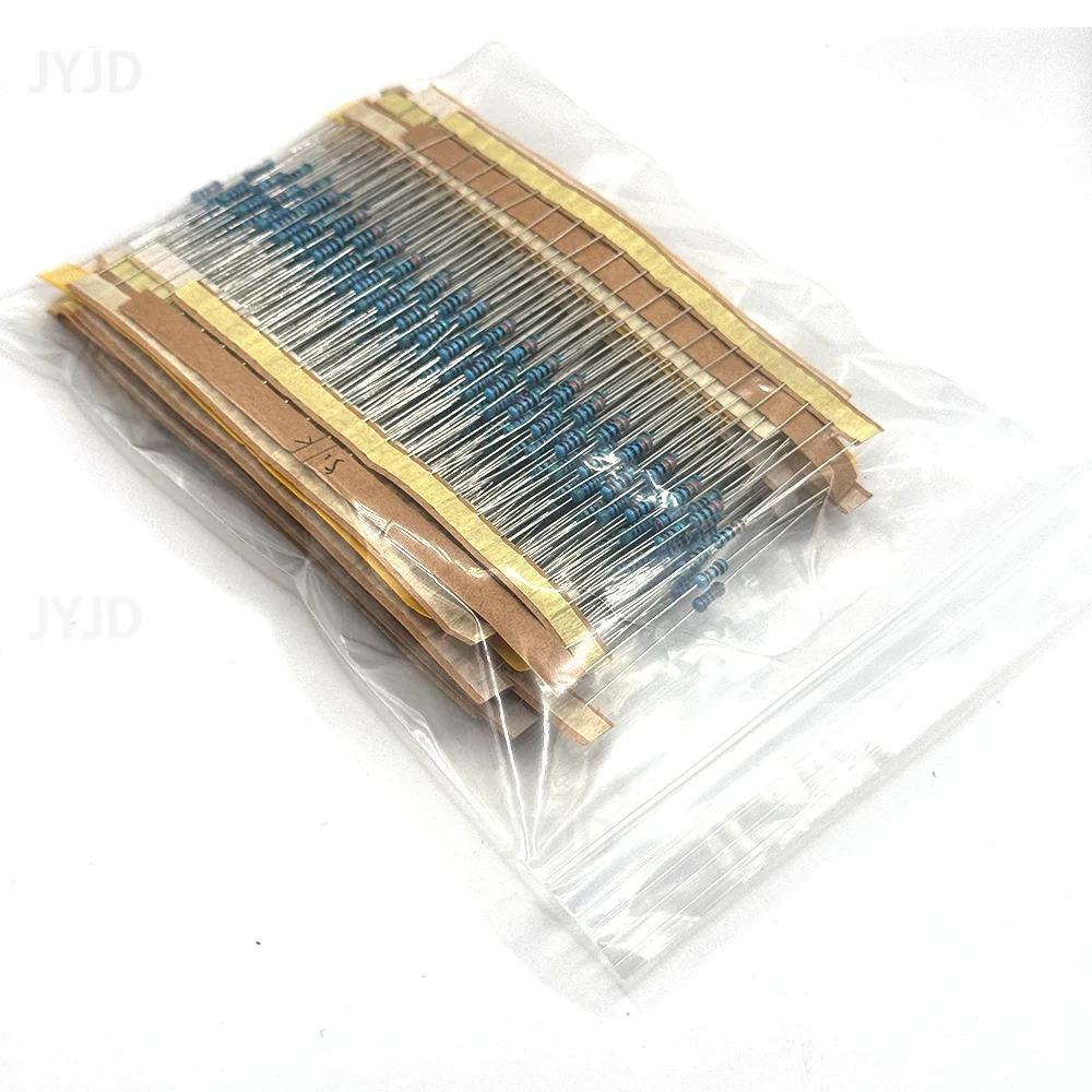 600pcs/set 30 Kinds 1/4W Resistance 1% Metal Film Resistor Pack Assorted Kit 1K 10K 100K 220ohm 1M Resistors