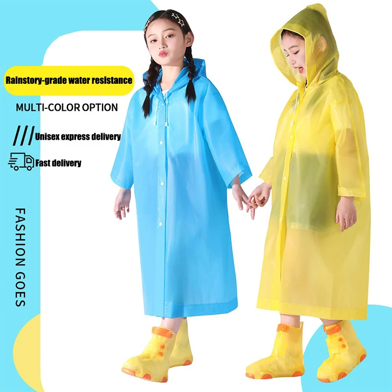 

Children's Waterproof Raincoat 4 Colors Single Pack - Non-Disposable Travel Outdoor Rain Gear for Boys Girls, Kids Hiking Coat