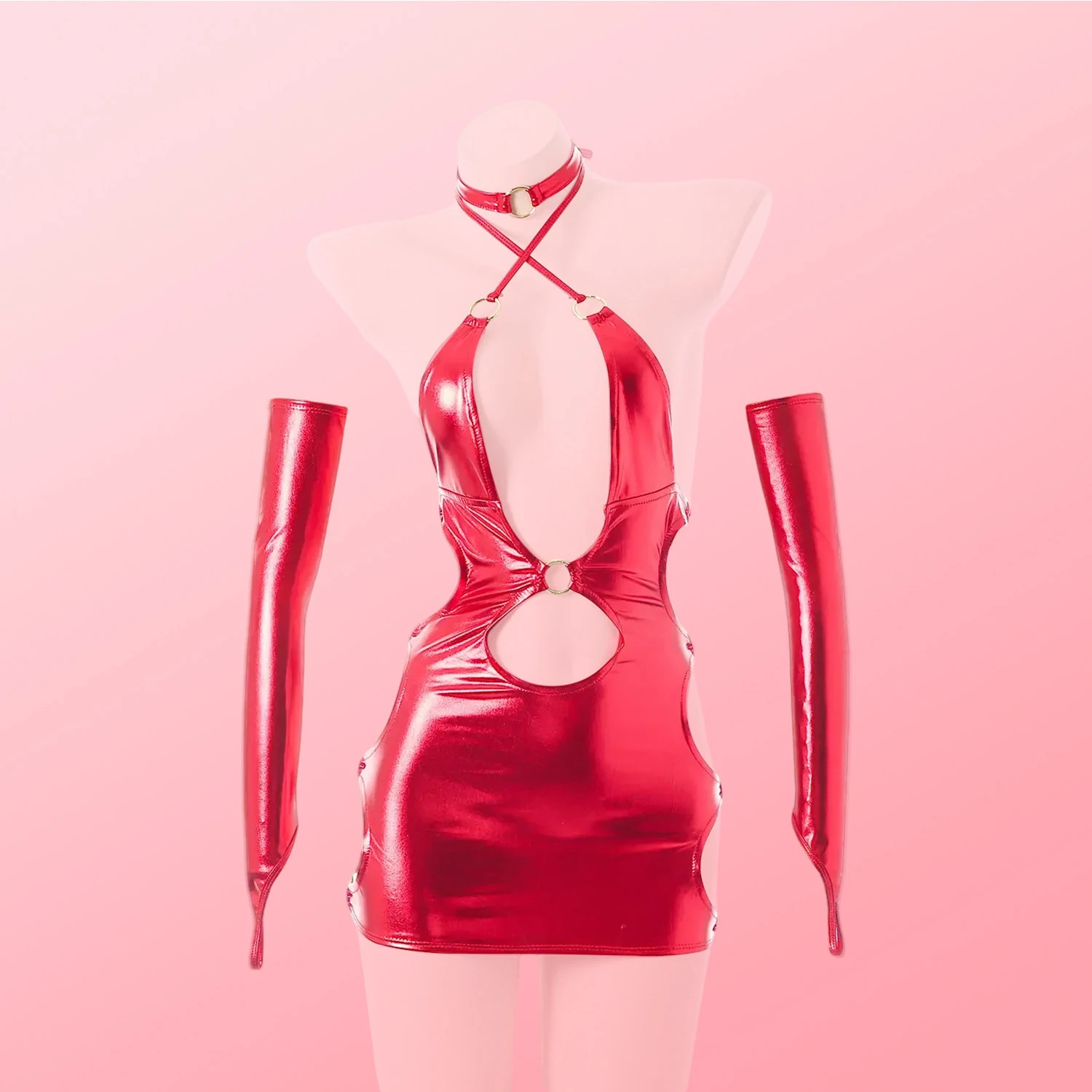 

Anime Women Group Stage Show Unifrom Women Dopamine Leather Dress Outfits Costumes Dopne Sister Wave One-Piece Skirt Slim Fit