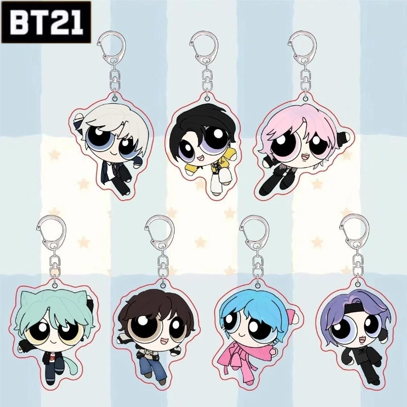 

Милый акриловый брелок-подвеска с креативным мультяшным рисунком из серии BTS, портативный, модный, универсальный, декоративный, маленький, для сумок.
