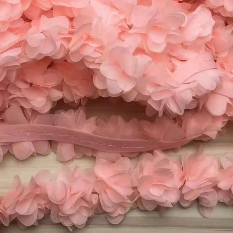 

10yards 3D Flowers Chiffon Lace Cluster Flowers Trim DIY Dress Swimwear Decoration Fabric Applique Trimming Sewing Supplies