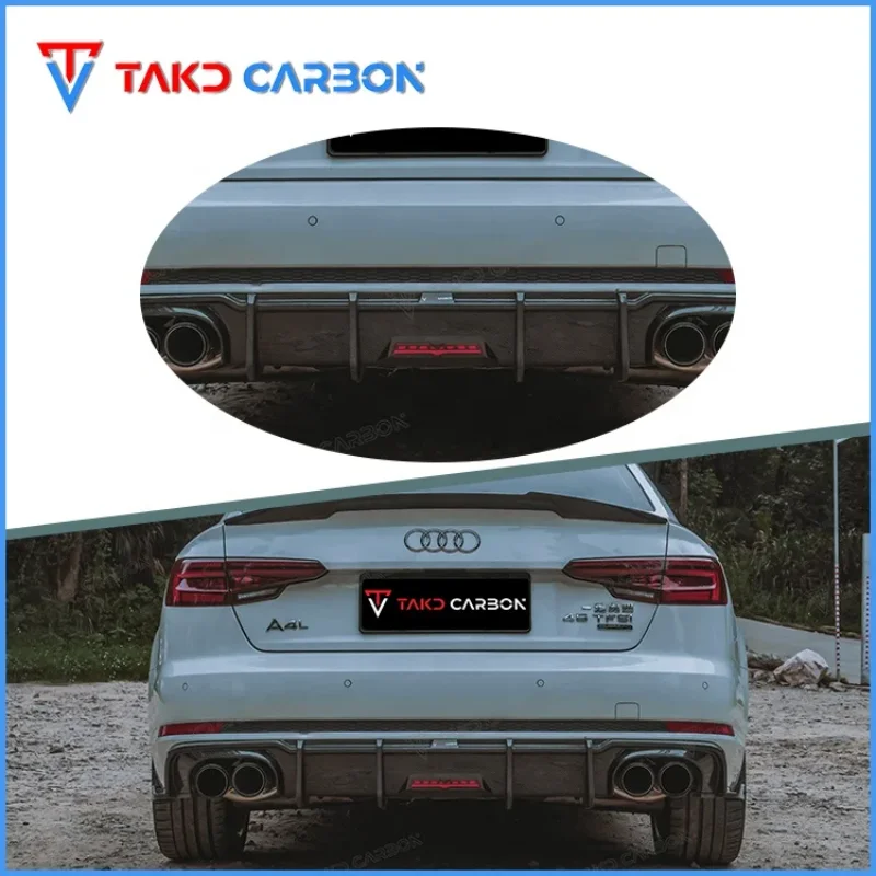 

CARBON Professional High Performance Dry Carbon Fiber Rear Bumper Diffuser Lip With LED For AUDI A4 S4 B9 2017-2019