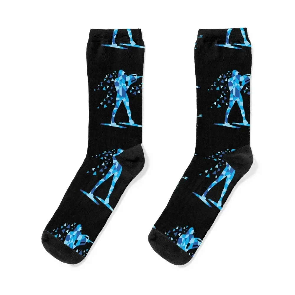 

Biathlon Skiing Riffle Shooting Geo Holiday Gift Socks Soccer luxe Socks Men's Women's