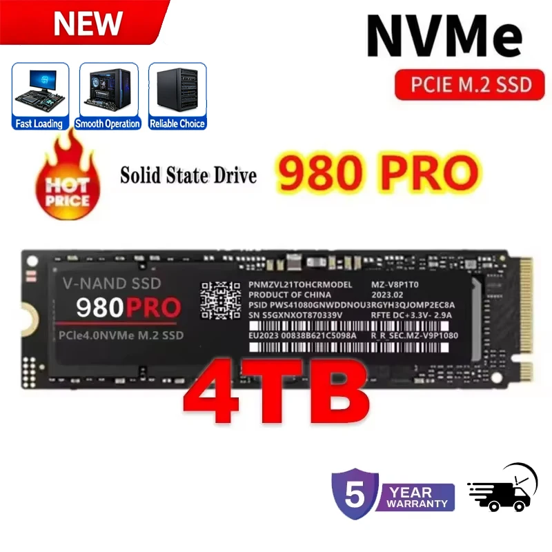 High Speed 980 PRO PCIe4.0 x4 M.2 2280 NVMe 3D Internal SSD 1TB 2TB 4TB Storage Upgrade Disk For Desktop Note