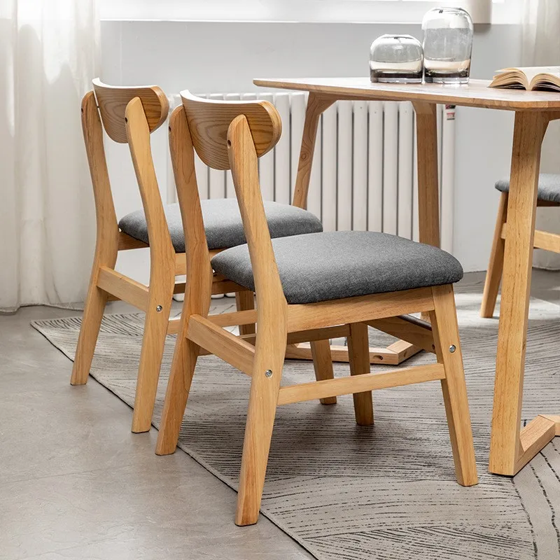 Nordic ModernSolid Wood Dining Chairs For Dining Room Furniture Living Room Bedroom Solid Wood Backrest Chair With Cushion Seat