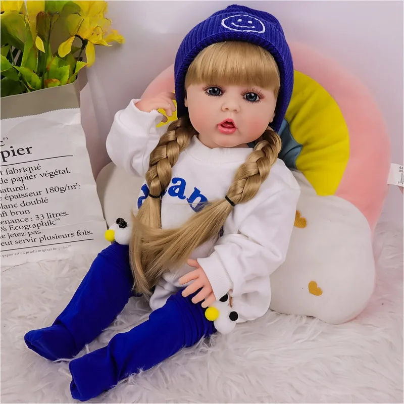 55 سنتيمتر 22 بوصة مقلد الطفل لينة الفينيل DIY بها بنفسك فستان تولد من جديد دمية يرافق الأطفال فتاة تغيير الدمى هدايا عيد ميلاد الأطفال