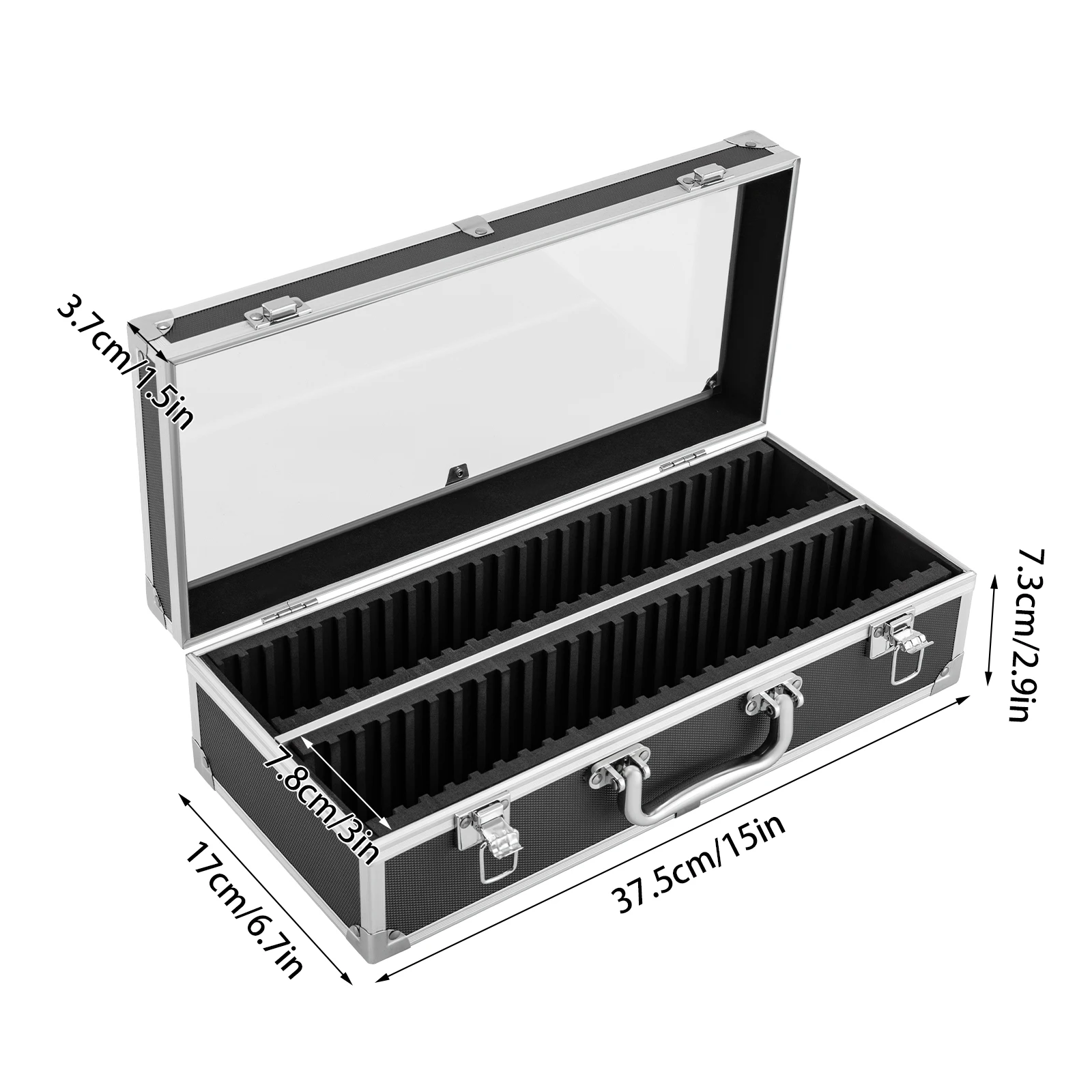 Alumínio Alloy Coin Display Case, armazenamento seguro, 50 Slots