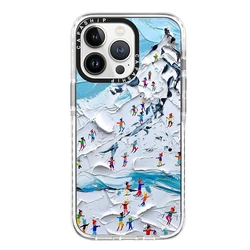 Art Oil Painting Skiing Case For Iphone 11 14 15 Pro Max Silicone Soft Funda 12 13 Mini 6 7 8 Plus X XR XS Shockproof Cover
